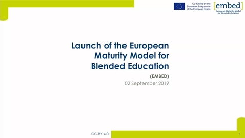 Thumbnail for entry Launching the European Maturity Model for Blended Education (EMBED) 1 - Framing Blended learning, teaching, and education, Stephan Poelmans, KU Leuven
