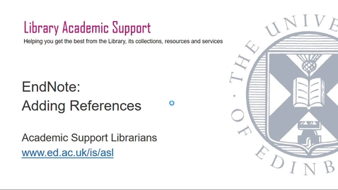 Thumbnail for Adding references to EndNote (June 2021)