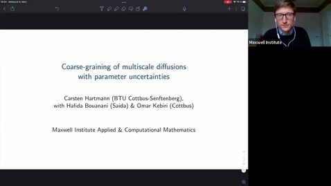 Thumbnail for entry (09/03/2022) Carsten Hartmann: Coarse-graining of multiscale diffusions with parameter uncertainties