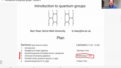 Thumbnail for entry Bart Vlaar: Introduction to quantum groups