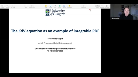 Thumbnail for entry Francesco Giglio (University of Glasgow)  Title:The KdV equation as an example of integrable PDE.