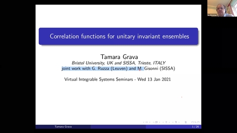 Thumbnail for Correlation functions for unitary invariant ensembles and Hurwitz numbers - Tamara Grava