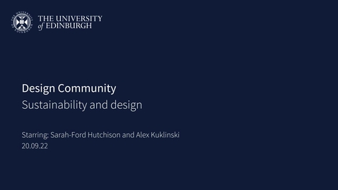 Thumbnail for entry Sustainability in Design