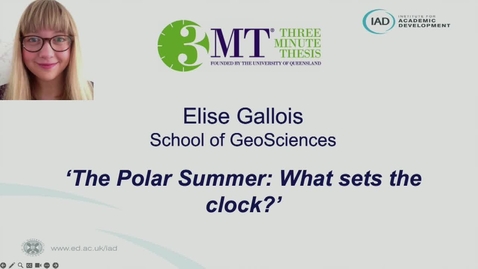 Thumbnail for entry Elise Gallois - Three Minute Thesis Competition Finalist 2023