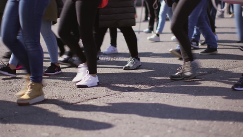 Thumbnail for Bustling city crowd walking on pavement