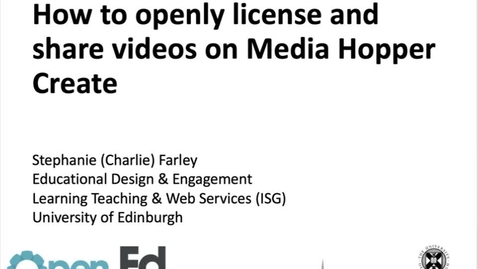 Thumbnail for entry How to openly license and share videos on Media Hopper Create
