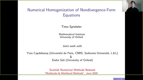 Thumbnail for entry Numerical homogenization of nondivergence-form equations - Timo Sprekeler