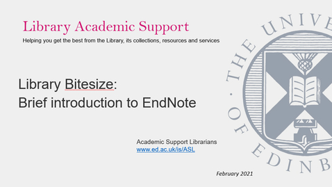 Thumbnail for Library Bitesize - Brief introduction to EndNote (desktop)