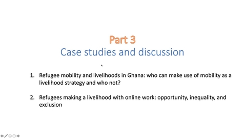 Thumbnail for Week 3 Lecture 2 Part 3: Refugee regimes and refugee economies (im)mobility and opportunity among the forcibly displaced