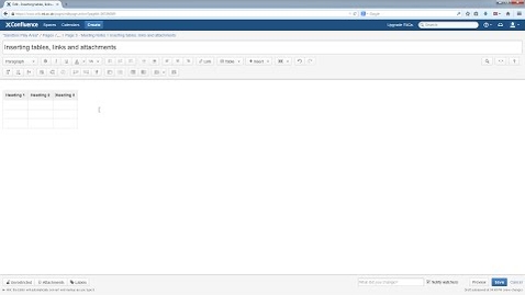 Thumbnail for Confluence Wiki V5 Tutorial: Adding tables, links and attachments to pages