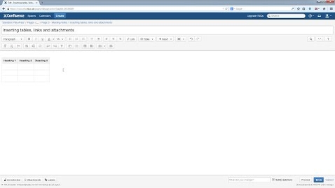 Thumbnail for entry Confluence Wiki V5 Tutorial: Adding tables, links and attachments to pages