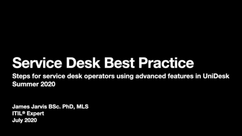 Thumbnail for entry Service Desk Best Practice