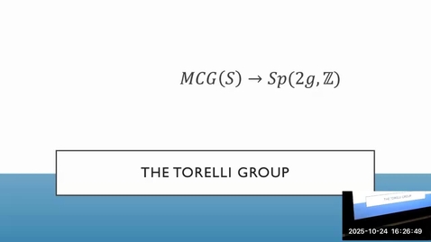 Thumbnail for The Torelli group: a quick tour- Prof. Tara Brendle (University of Glasgow)