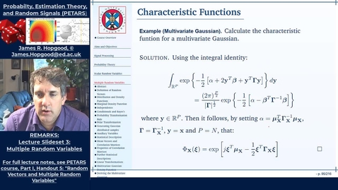 Thumbnail for entry Topic 39: Multivariate Characteristic Functions (PETARS, Chapter 5)