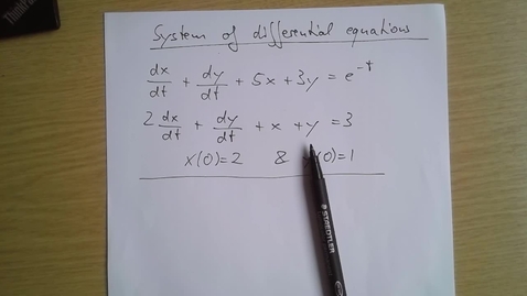 Thumbnail for Laplace transform Week 3 Example 2: System of differential equations