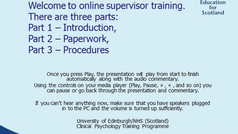 Thumbnail for entry Clinical Psychology Supervisor Training Part 1 - Introduction