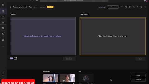 Thumbnail for MS Teams Live Events: Producing a Live Event