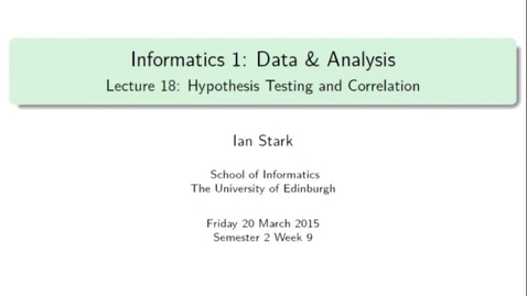 Thumbnail for entry Hypothesis Testing and Correlation