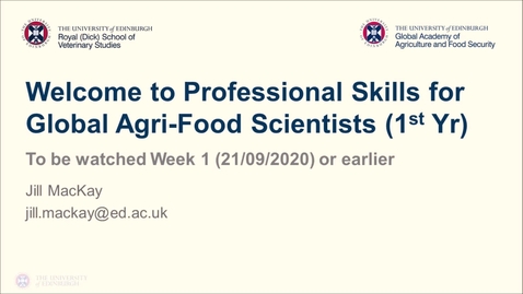 Thumbnail for Professional Skills for GAFS (1)- Week 0 - Welcome!