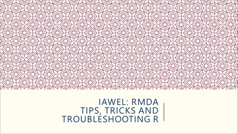 Thumbnail for IAWEL RMDA: Tips and Troubleshooting in R