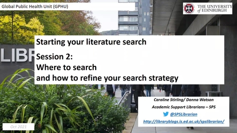 Thumbnail for entry GHPU: Introduction to literature searching (2)