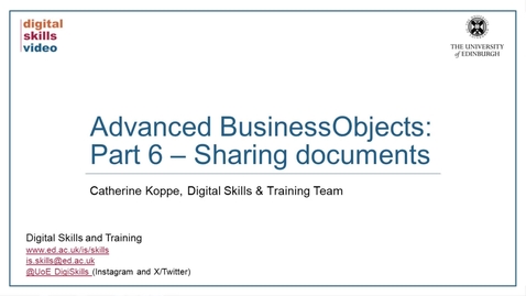 Thumbnail for Advanced BusinessObjects: Part 6 – Sharing documents