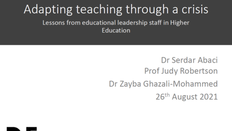 Thumbnail for entry Adapting teaching through a crisis: lessons from educational leadership staff in Higher Education