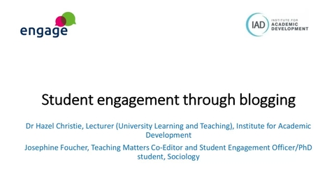 Thumbnail for entry Engage: Engaging students through blogging