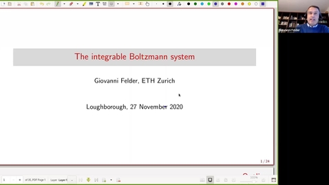 Thumbnail for Giovanni Felder - The integrable Boltzmann system