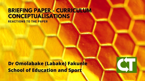 Thumbnail for entry Reactions to Curriculum Conceptualisations - Dr Omolabake Fakunle