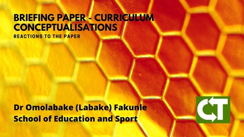 Thumbnail for Reactions to Curriculum Conceptualisations - Dr Omolabake Fakunle