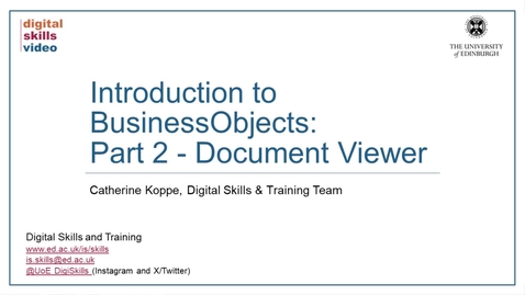 Thumbnail for Introduction to BusinessObjects: Part 2 - Document Viewer
