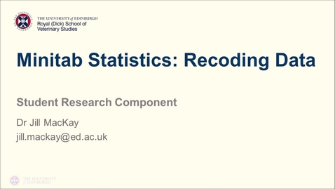 Thumbnail for Minitab Statistics: Recoding Data