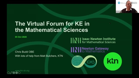 Thumbnail for Chris Budd - Virtual Forum for Knowledge Exchange in the Mathematical Sciences (V-KEMS)