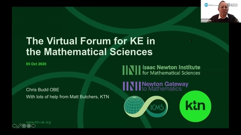 Thumbnail for entry Chris Budd - Virtual Forum for Knowledge Exchange in the Mathematical Sciences (V-KEMS)