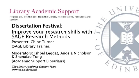 Thumbnail for entry Dissertation Festival: Improve your research skills with SAGE Research Methods