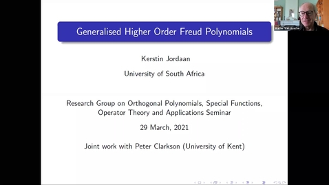 Thumbnail for entry Generalised higher order Freud polynomials - Kerstin Jordaan