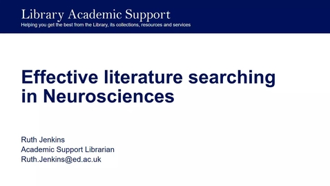 Thumbnail for entry Effective literature searching in neurosciences