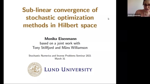 Thumbnail for entry One World Virtual Seminar Series - Stochastic Numerics and Inverse Problems: Monika Eisenmann