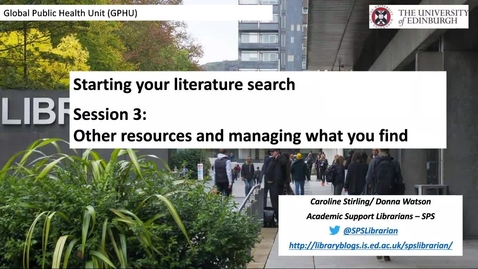 Thumbnail for entry GHPU: Introduction to Literature Searching (3)