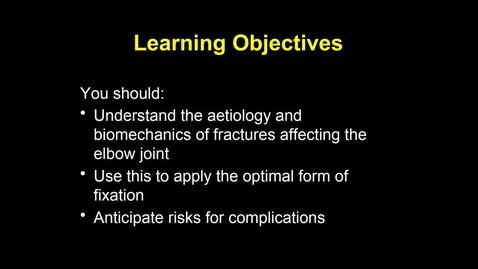 Thumbnail for Clinical Club - 1st March - Dylan Clements - How to tackle fractures of the elbow