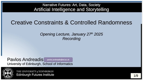 Thumbnail for [24/25] AI &amp; Storytelling - Opening Lecture