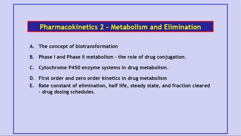 Thumbnail for CP2 Pharmacokinetics 2 - Metabolism and Elimination 1