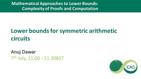 Thumbnail for Lower bounds for symmetric arithmetic circuits - Anuj Dawar