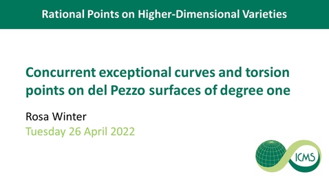 Thumbnail for Concurrent Exceptional Curves and Torsion Points on Del Pezzo Surfaces of Degree One - Rosa Winter