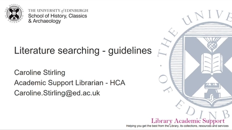 Thumbnail for entry Literature searching guidelines - HCA (online)