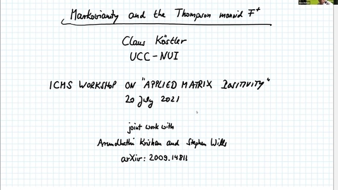 Thumbnail for Claus Koestler Markovianity and the Thompson monoid F^+