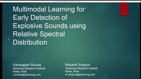 Thumbnail for entry Multimodal Learning for Early Detection of Explosive Sounds using Relative Spectral Distribution
