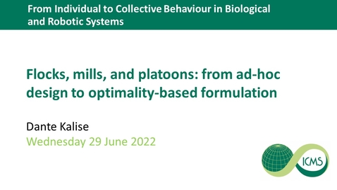 Thumbnail for entry Flocks, mills, and platoons: from ad-hoc design to optimality-based formulation - Dante Kalise