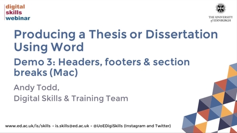 Thumbnail for Producing a thesis or dissertation using Word - part 3 (Mac)